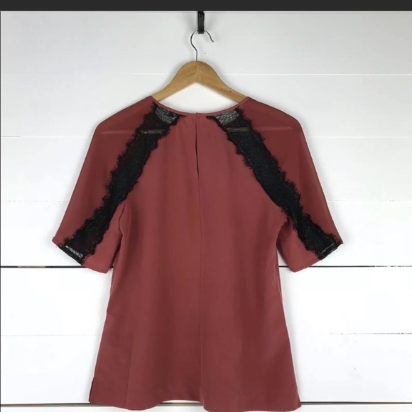 Reiss Rust Colored Blouse with Lace Accents - Picture 4 of 4